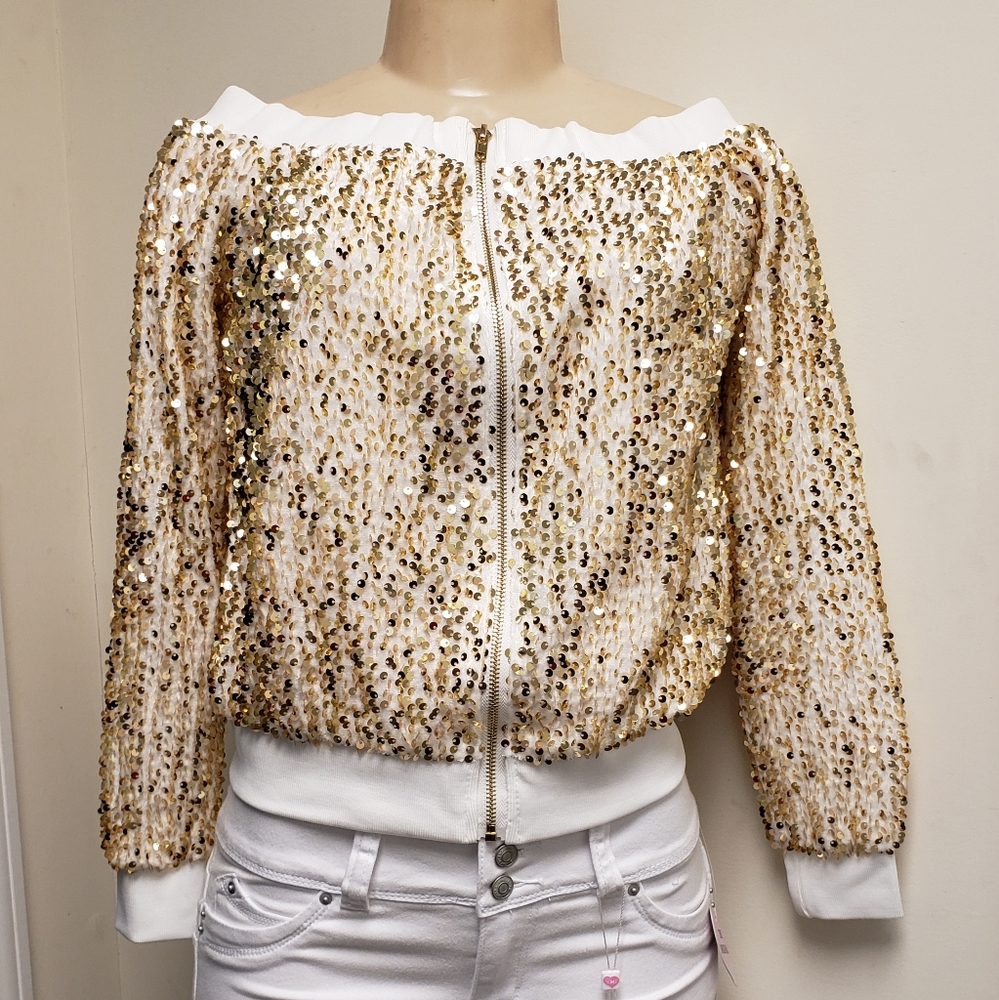 Gold sequence jacket shirt